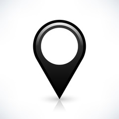 Black blank map pin sign round location icon