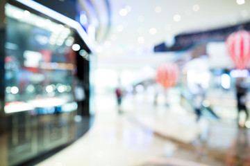 Blurry view of shopping mall