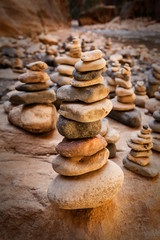 Fototapeta na wymiar Stones Pyramids symbolizing zen, harmony, balance.