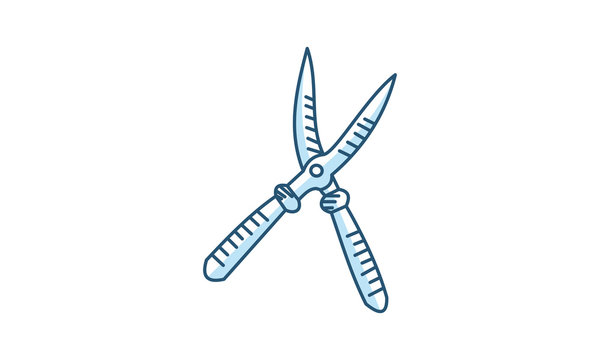 blue garden shears on white background clip art preview