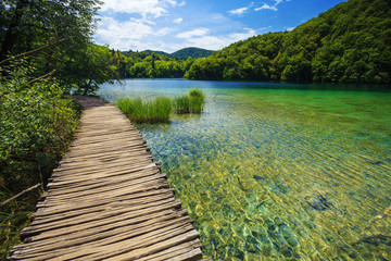 Wooden Walkway in Plitvice Lakes National Park, Croatia
