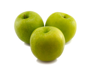 Fresh green apple group on white background