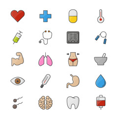 Fitness and Health Set Of Medical Color Icon Style Flat Icons