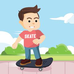 Obraz na płótnie Canvas skater boy in pedestrian colorful