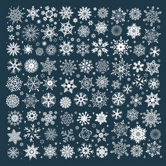 Collection of white christmas snowflakes