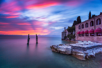 Beautiful sunset in villa Lake Garda
