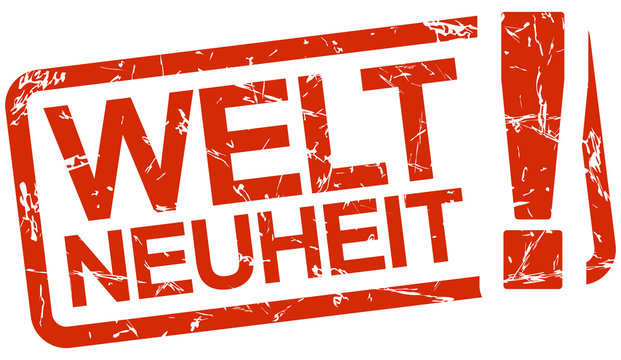 red stamp with text Weltneuheit
