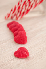 Fototapeta premium Candy canes and heart-shaped candies