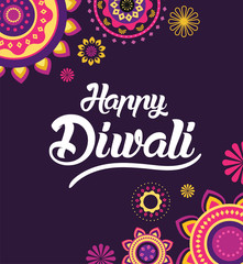 Happy Diwali greeting card for Hindu community, Indian festival, background illustration