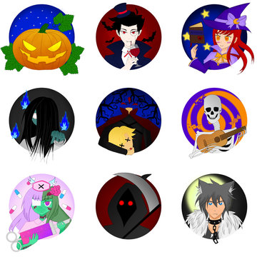 Funny halloween monster icons