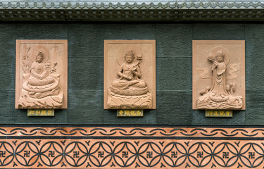 Chungcheongbuk-do, South Korea - August 29, 2016: Buddha carved on the wall, South Korea