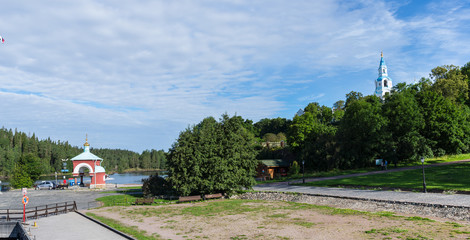 View of the Monastery Bay and Valaam Transfiguration monastery.