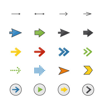 Arrow Color Icons Set Of Control Vector Illustration Style Colorful Flat Icon