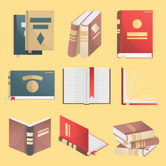Books icons set. Vector illustration isolated