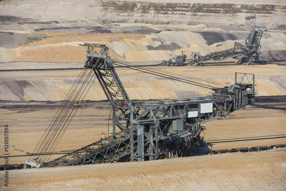 Wall mural bucket wheel excavator in an open-cast mining