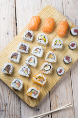 sushi plate flat lay