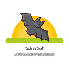Illustration of symbols bat icon. Halloween concept made in line