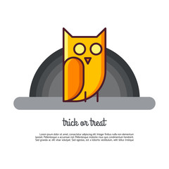Illustration of symbols owl icon. Halloween concept made in line