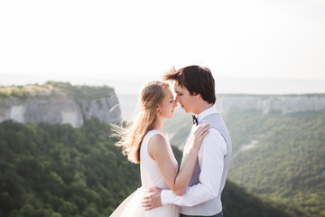 Wedding photo shoot in the mountains with stunning views