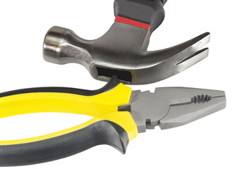 isolated hammerand pliers