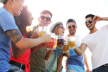 Group of friends hanging out together outdoors
