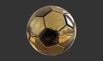 3D-Darstellung goldener Fußball isoliert
