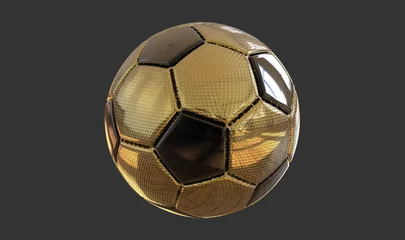 Rolgordijnen Bol 3D illustration golden soccer ball isolated