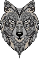 Vector hand drawn doodle wolf head illustration