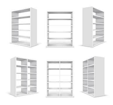 Set of empty white cabinets  isolated on white background