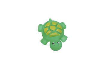Children rubber toys. Turtle and ball.