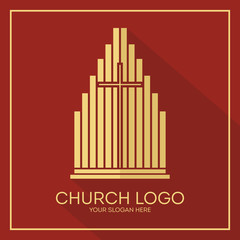 Church logo. Christian symbols. The altar and the cross of Christ.