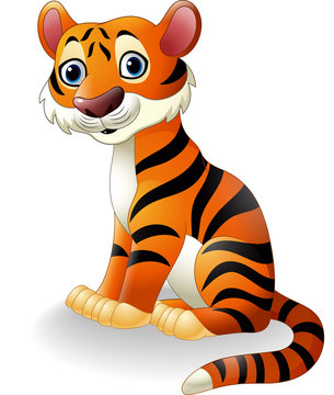 Cute tiger cartoon sitting
