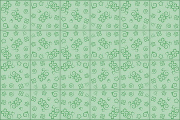 flower pattern on green background