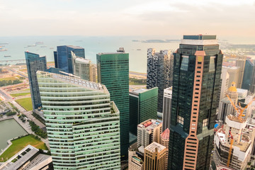 Aerial view of the Singapore city skyline