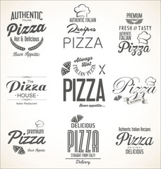 Typographic Pizza retro vintage design collection