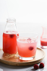 Fototapeta na wymiar iced red raspberry drinks