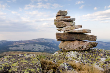 Rocks Stacked Close Up in a river bed
