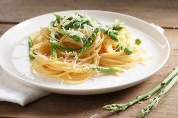 Spring pasta carbonara