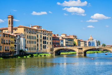 Arno River Embankment in Florence. Tuscany, Italy.