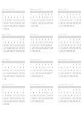 Jahreskalender 2017 Blanko