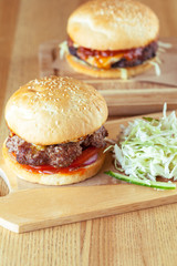 Tasty and appetizing hamburger