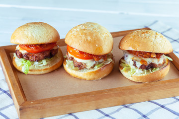 Juicy beef burgers