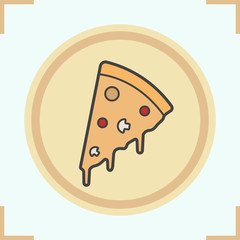 Pizza slice on plate color icon