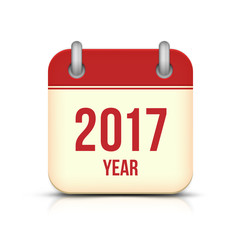 New Year 2017 tear-off calendar page square icon isolated on white background. Reminder symbol design for Chinese Year of the Rooster