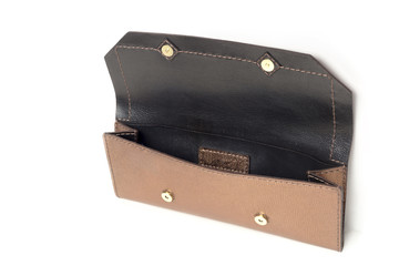 Leather female handbag isolated on white