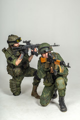 Group of russian soldiers  on white background