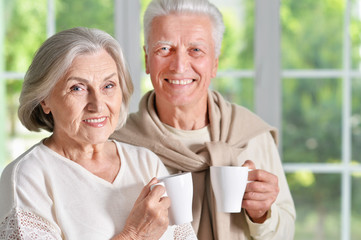 Senior couple drinking tea 