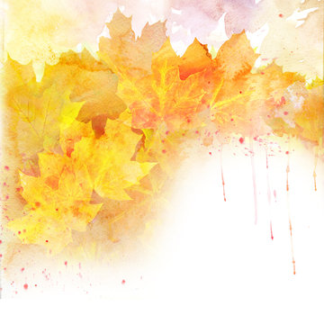 Watercolor autumn background.