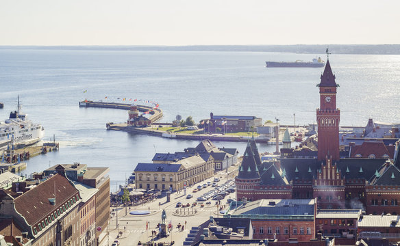 Aerial view of the beautiful Helsingborg