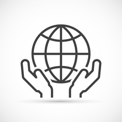 Hands holding globe icon